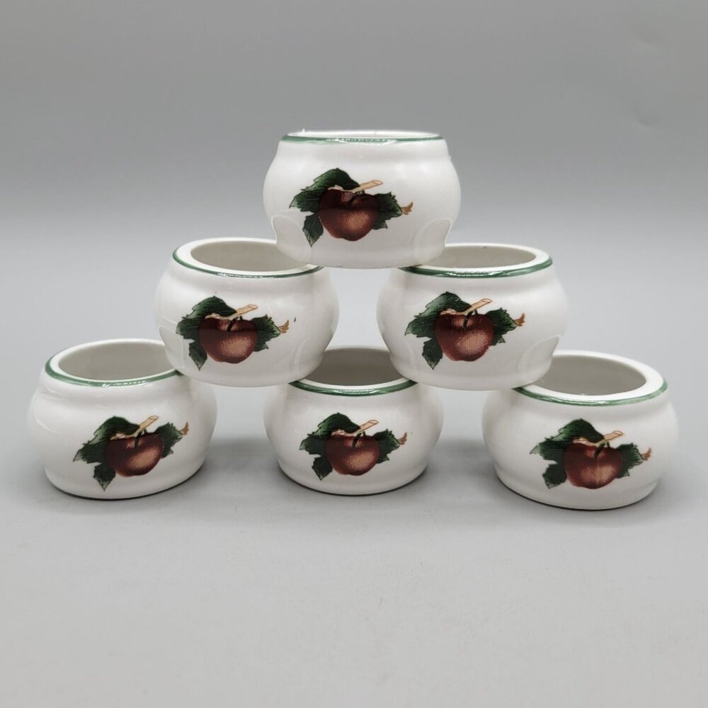 Citation Cades Cove Pattern Napkin Rings Apple Cherry Discontinued Set of 6